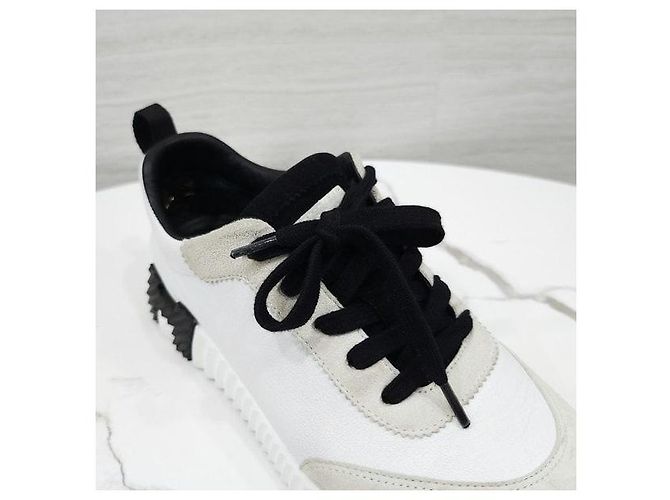 Hermès Baskets Bouncing en cuir blanc - vue 8