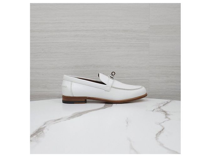 Hermès Mocassino Destin Blanc Silver - vista 11