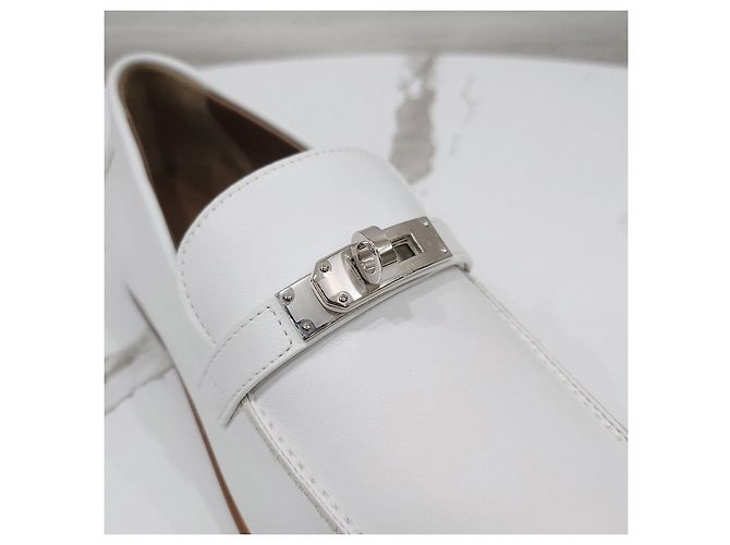 Hermès Mocassino Destin Blanc Silver - vista 12