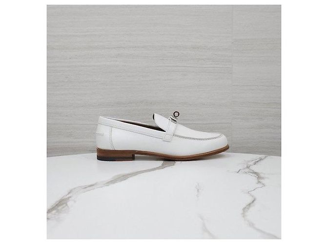 Hermès Mocassino Destin Blanc Silver - vista 4