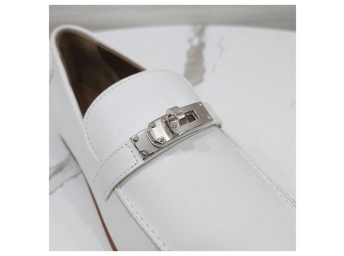 Hermès Mocassino Destin Blanc Silver - vista 5