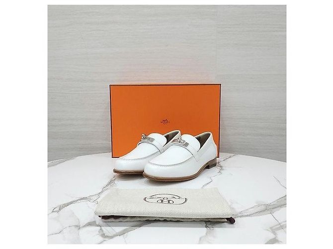 Hermès Mocassino Destin Blanc Silver - vista 7