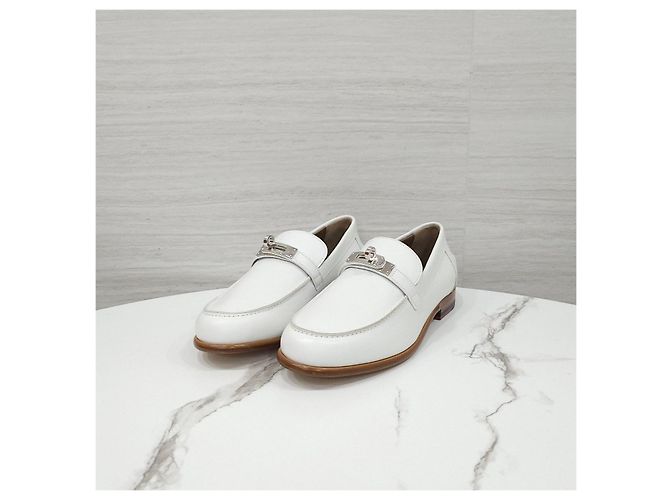 Hermès Mocassino Destin Blanc Silver - vista 8