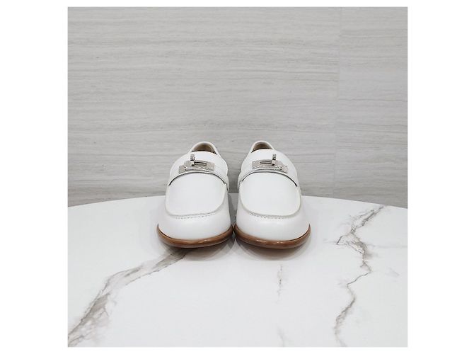Hermès Mocassino Destin Blanc Silver - vista 9