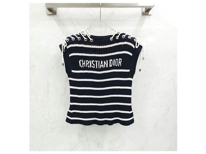 Dior Riviera Kurzarm-Pullover mit Schnürung - Ansicht 10