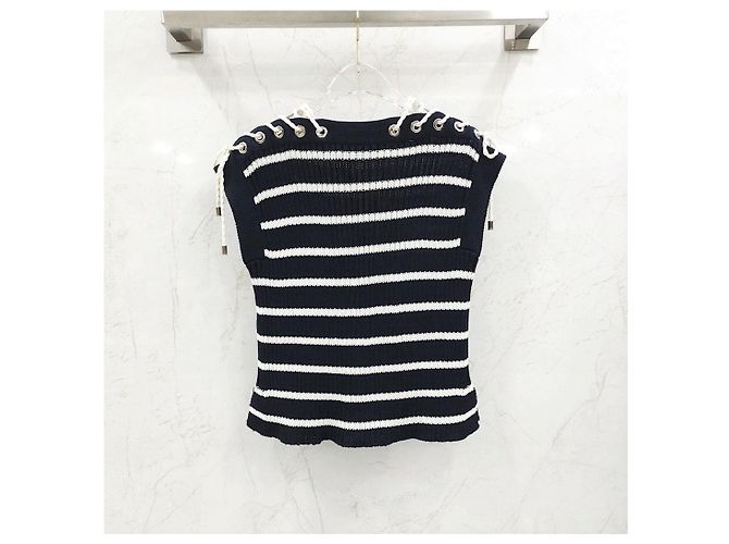 Dior Riviera Kurzarm-Pullover mit Schnürung - Ansicht 11