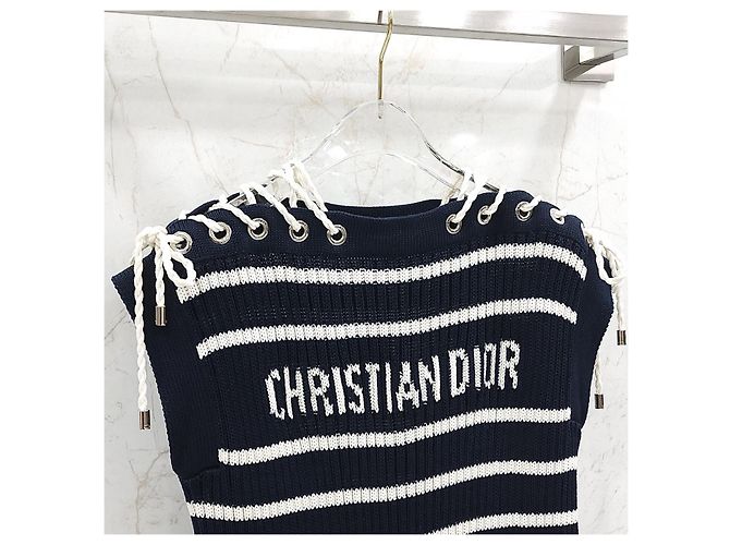 Dior Riviera Kurzarm-Pullover mit Schnürung - Ansicht 12