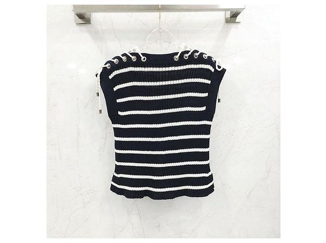 Dior Riviera Kurzarm-Pullover mit Schnürung - Ansicht 2