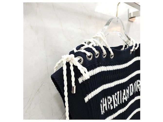 Dior Riviera Kurzarm-Pullover mit Schnürung - Ansicht 4