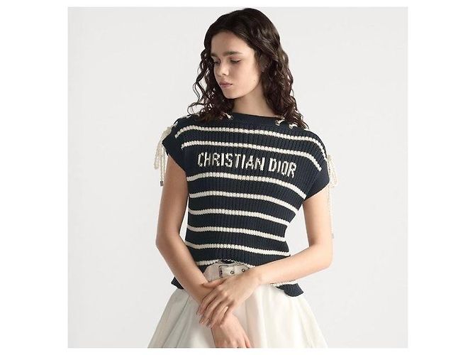 Dior Riviera Kurzarm-Pullover mit Schnürung - Ansicht 8