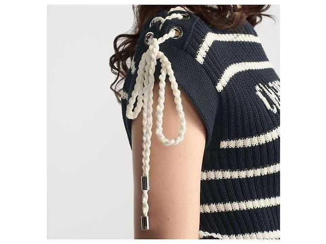 Dior Riviera Kurzarm-Pullover mit Schnürung - Ansicht 9