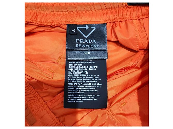 Prada Orange Triangle Logo Nylon Shorts - view 12