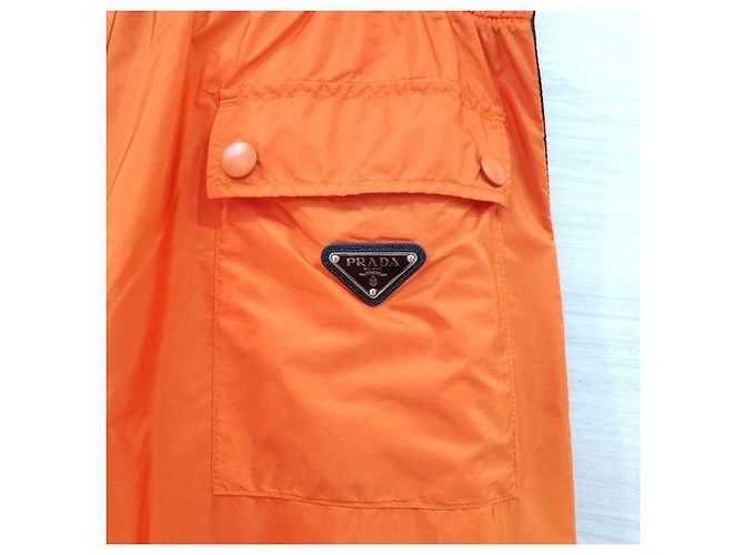 Prada Orange Triangle Logo Nylon Shorts - view 5