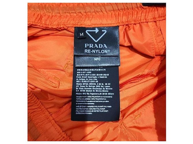Prada Orange Triangle Logo Nylon Shorts - view 6