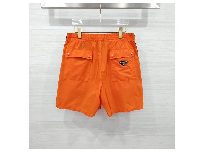 Prada Orange Triangle Logo Nylon Shorts - view 8