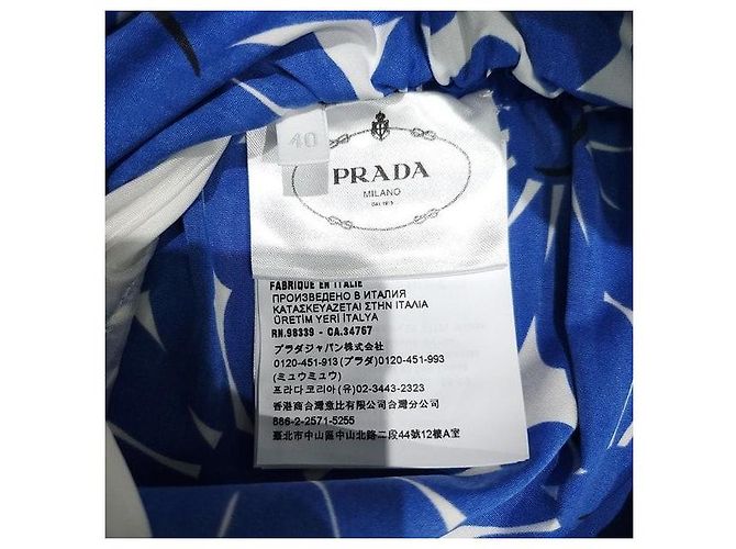 Prada Set Camicia e Pantaloncini con Logo Triangolo Blu e Fiori da Donna - vista 10
