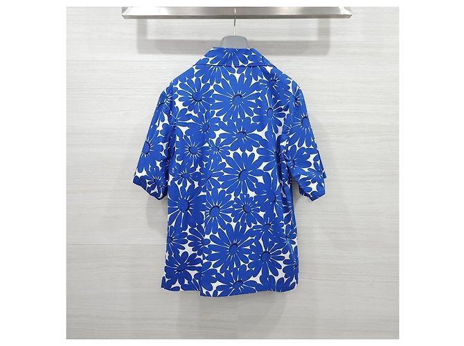 Prada Set Camicia e Pantaloncini con Logo Triangolo Blu e Fiori da Donna - vista 13