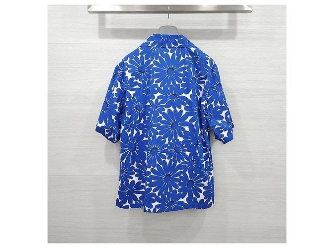 Prada Set Camicia e Pantaloncini con Logo Triangolo Blu e Fiori da Donna - vista 3