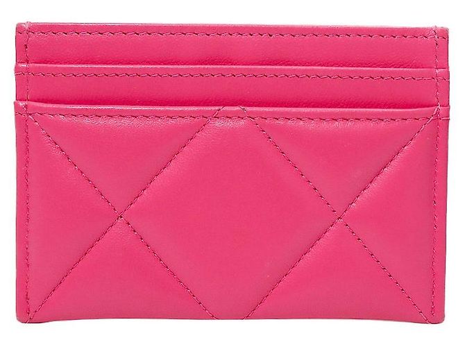 Chanel Porte-cartes et portefeuille en cuir rose - vue 3