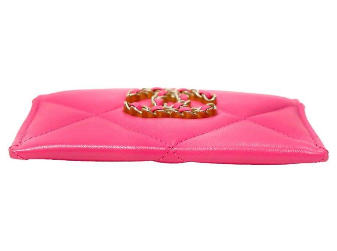 Chanel Porte-cartes et portefeuille en cuir rose - vue 4