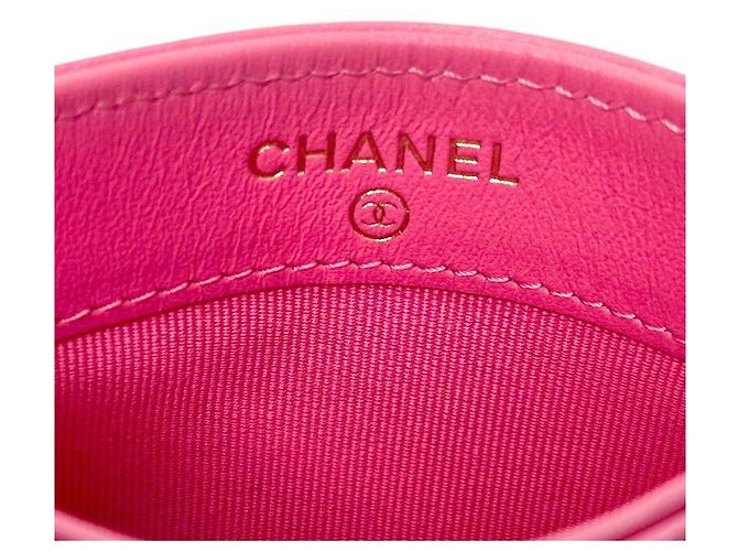 Chanel Porte-cartes et portefeuille en cuir rose - vue 7