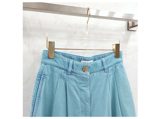 Chanel Pantalones de denim lavado azul neón - vista 10