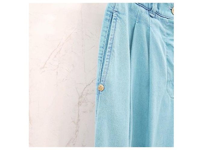 Chanel Pantalones de denim lavado azul neón - vista 5