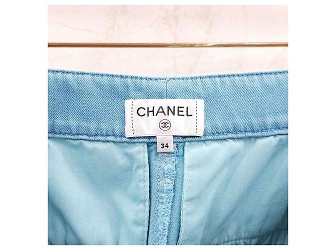 Chanel Pantalones de denim lavado azul neón - vista 6