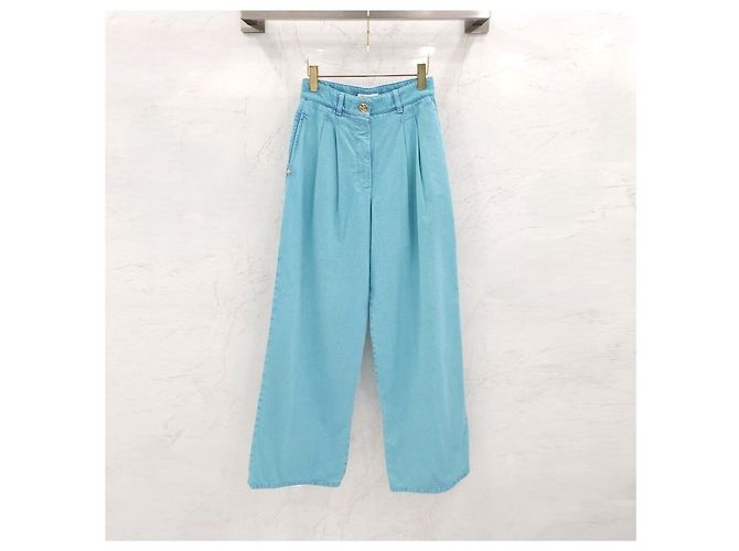 Chanel Pantalones de denim lavado azul neón - vista 8