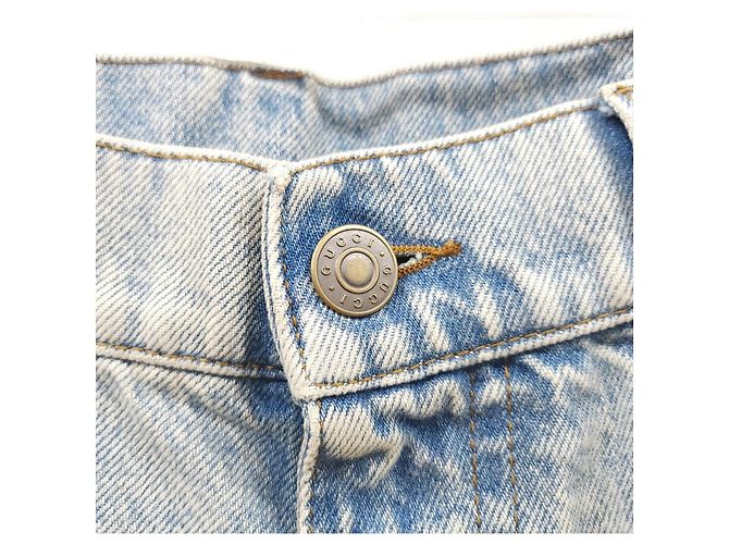 Gucci Pantaloni in denim dritti con risvolto e logo GG - vista 12
