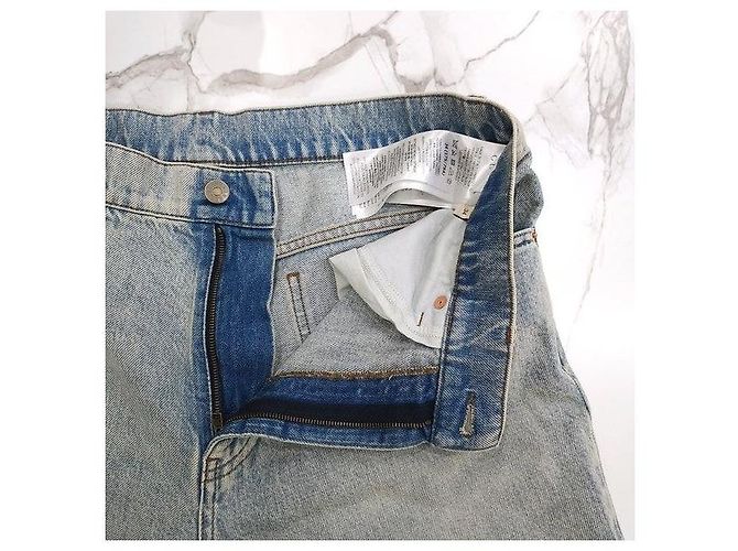 Gucci Pantaloni in denim dritti con risvolto e logo GG - vista 7
