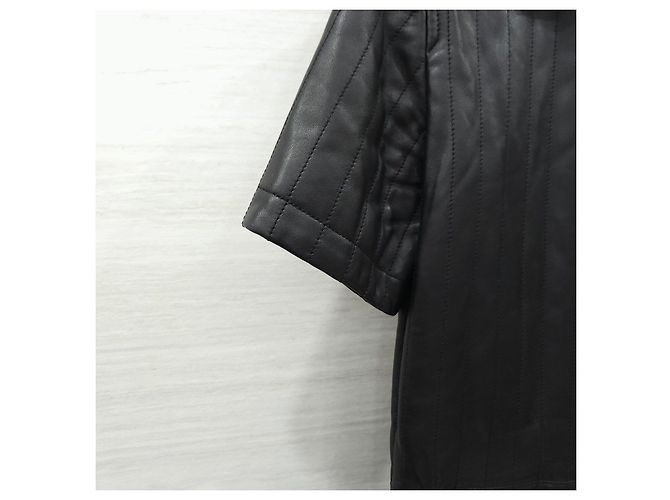 Louis Vuitton Vestido reto de pele de cordeiro acolchoado com fecho éclair - vista 13