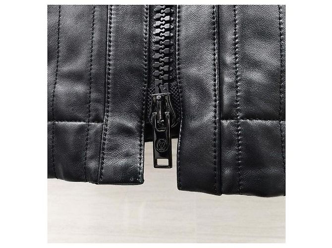 Louis Vuitton Vestido reto de pele de cordeiro acolchoado com fecho éclair - vista 6