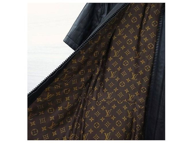 Louis Vuitton Vestido reto de pele de cordeiro acolchoado com fecho éclair - vista 7
