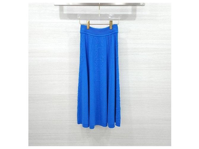 Hermès Maxi Jupe Chandal Knit Skirt Blue - vista 2