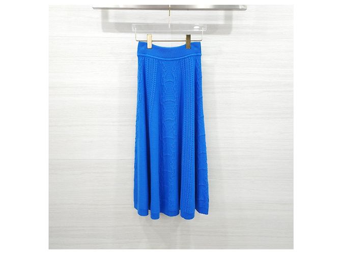 Hermès Maxi Jupe Chandal Knit Skirt Blue - vista 9