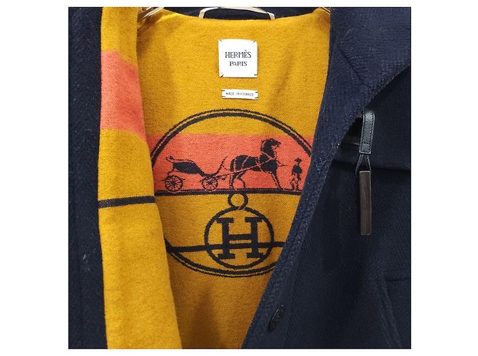 Hermès Navy Wool Half Coat - view 15