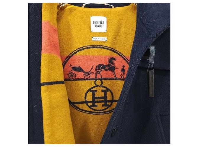 Hermès Navy Wool Half Coat - view 7