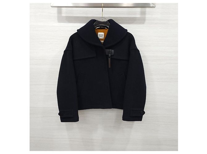 Hermès Navy Wool Half Coat - view 9