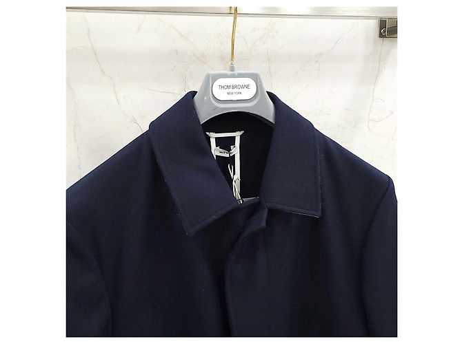 Thom Browne Single Breasted Three Stripe Wool Coat - view 10