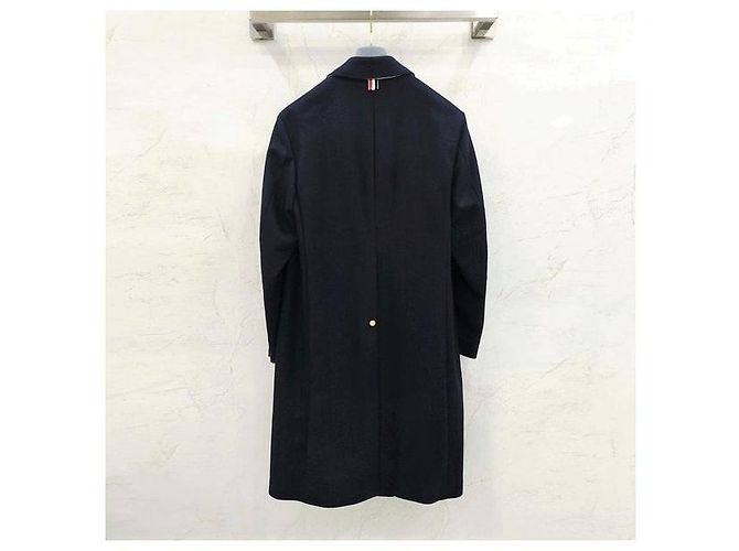 Thom Browne Single Breasted Three Stripe Wool Coat - view 2