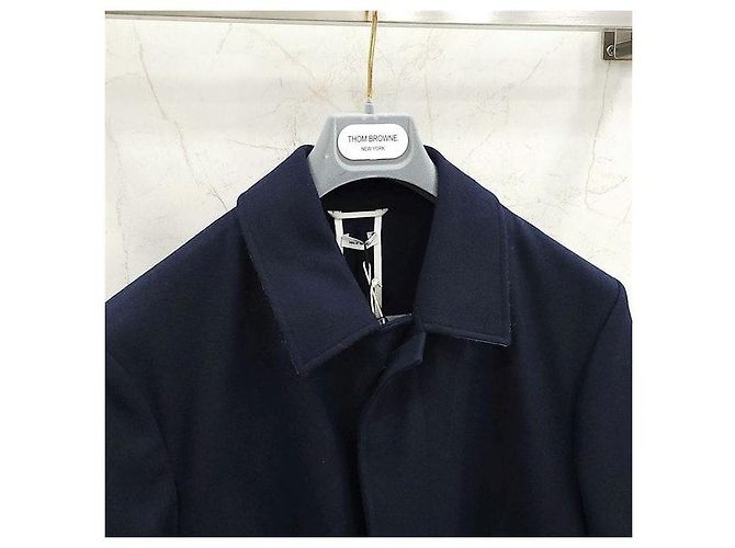 Thom Browne Single Breasted Three Stripe Wool Coat - view 4