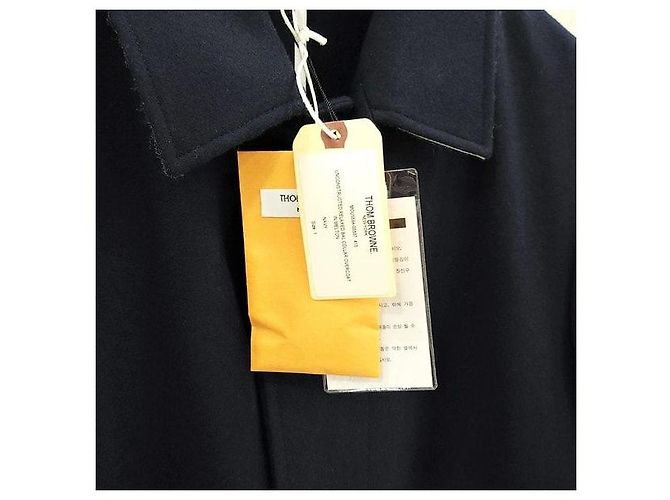 Thom Browne Single Breasted Three Stripe Wool Coat - view 5