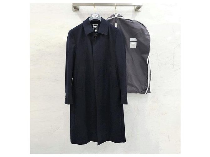 Thom Browne Single Breasted Three Stripe Wool Coat - view 7