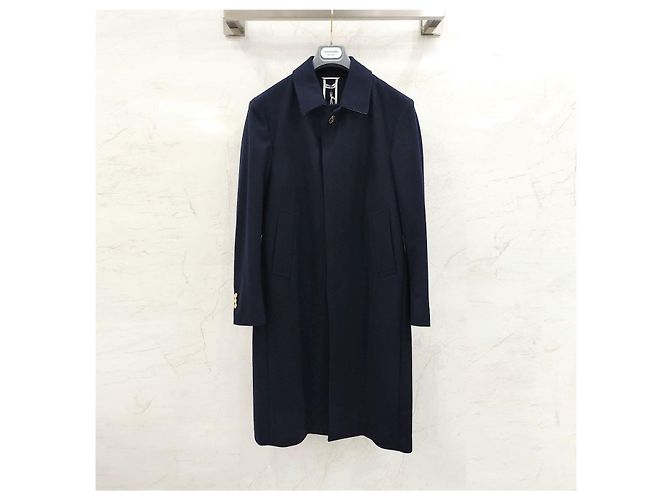 Thom Browne Single Breasted Three Stripe Wool Coat - view 8