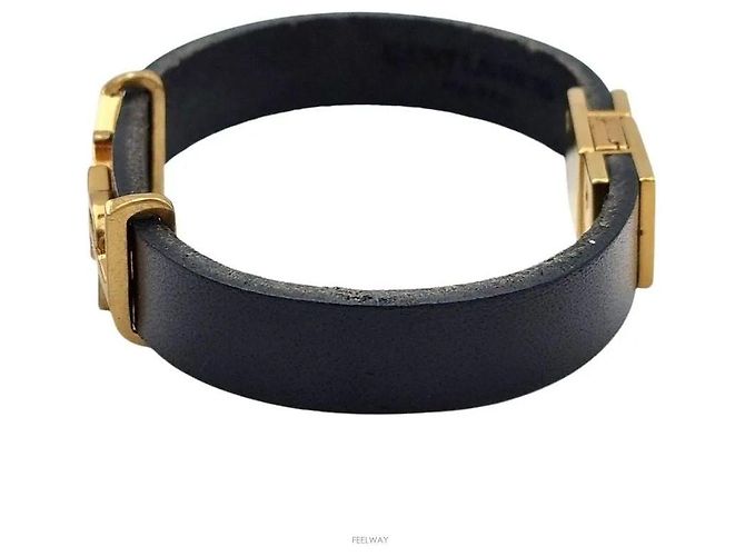 Autre Marque Bracciale in pelle SAINT LAURENT dorato - vista 2