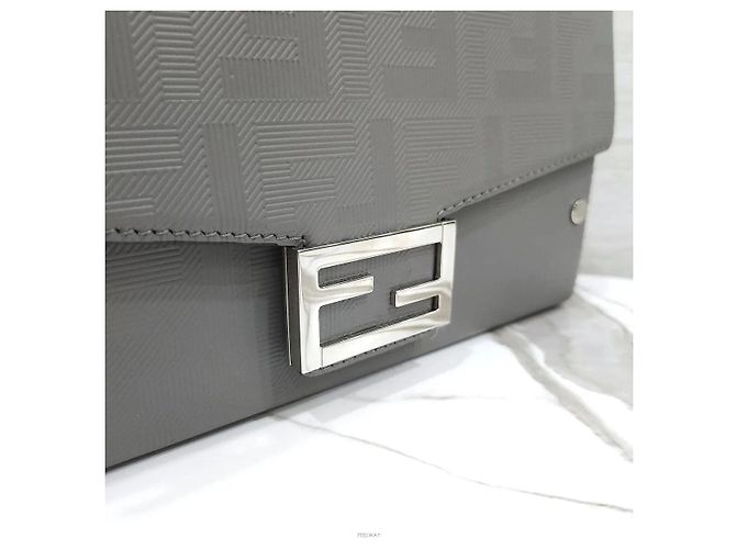 Fendi Borsa Baguette Soft Trunk in Jacquard Grigio - vista 5