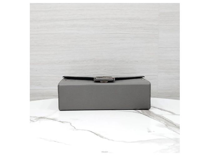 Fendi Borsa Baguette Soft Trunk in Jacquard Grigio - vista 7