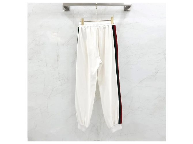 Gucci Pantaloni track in cotone White Chevron Web Three Stripe - vista 2