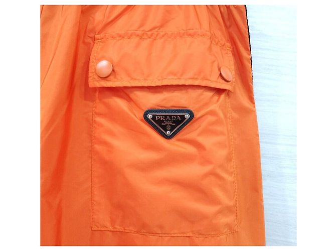 Prada Orange Triangle Logo Nylon Shorts - view 5